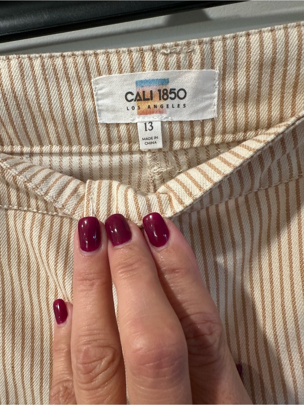 CALI 1850 Beige & White Pinstripe Top